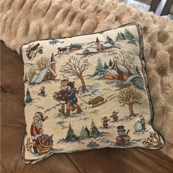 Winter Village Tapestry Pillow - Picture 1 of 4